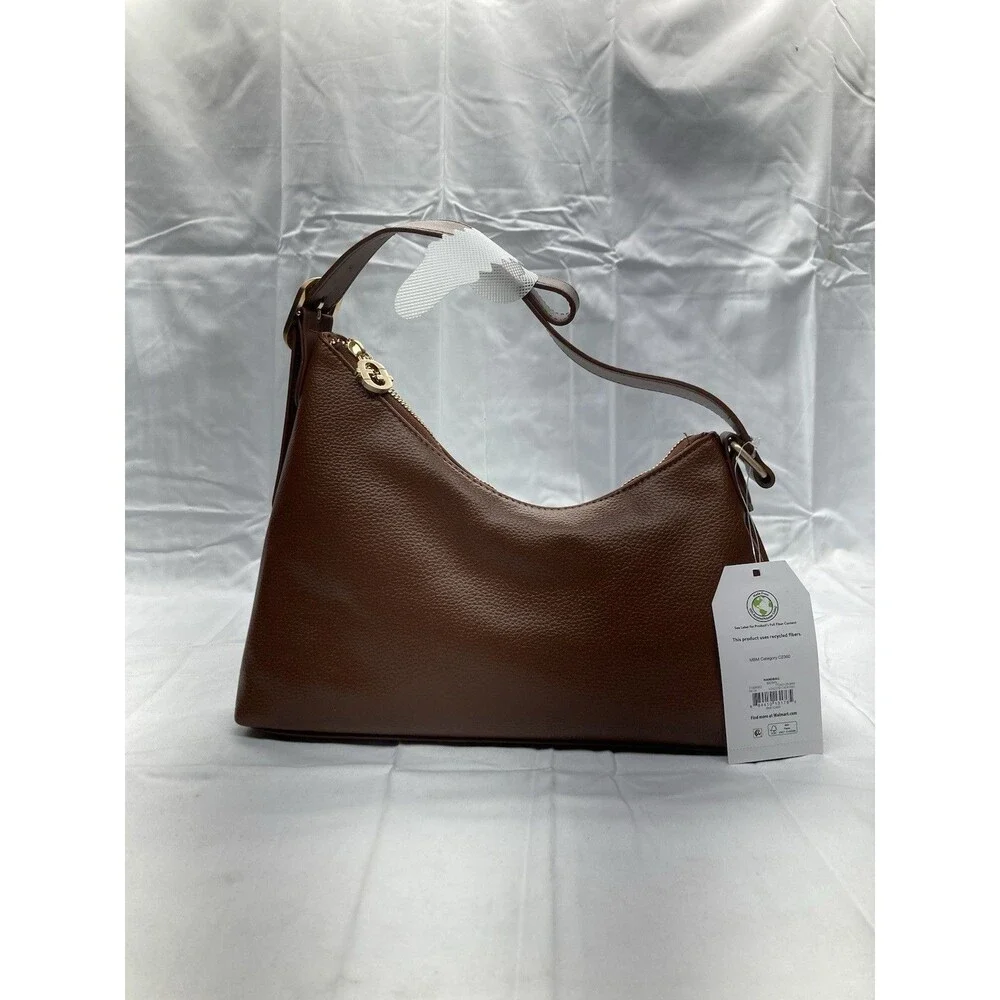 Time and Tru TT243129-BRN Brown Vinyl Adjustable Strap Women's Shoulder Handbag